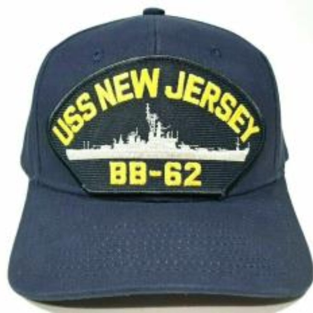 US Navy USS New Jersey BB-62 Men's Cap Hat Navy Blue Strapback 100% Acrylic